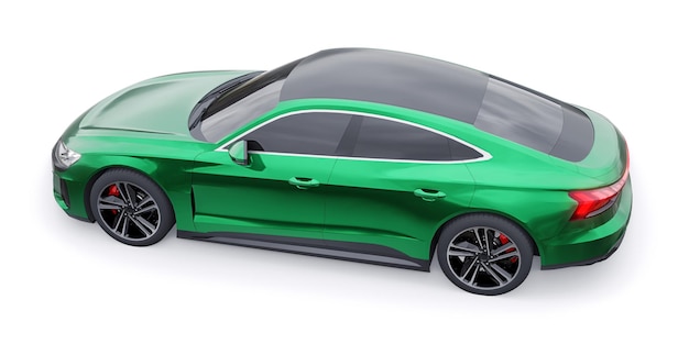 Premium elektrische Sportlimousine Auto isoliert auf weißem Hintergrund 3D-Rendering