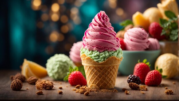 Premium-Erdbeer-Gelato-Eis, hergestellt aus den reifsten und aromatischsten Erdbeeren