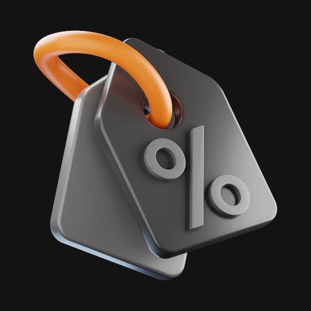 Premium-Finanz-Shopping-Preis-Tag-Symbol 3D-Rendering auf isoliertem Hintergrund