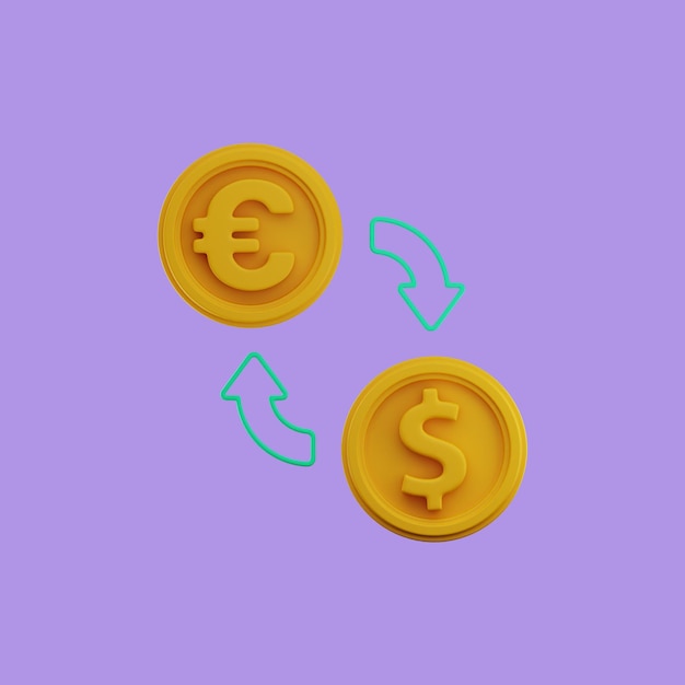 Premium-Finanzgeld-Symbol 3D-Rendering mit hoher Auflösung, isolierter Hintergrund