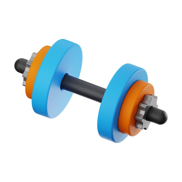 Premium-Fitness-Hantel-Symbol 3D-Rendering auf isoliertem Hintergrund