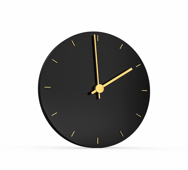 Premium Gold Uhrensymbol isoliert 2 Uhr auf schwarzem Hintergrund Zwei o39clock Zeitsymbol 3d