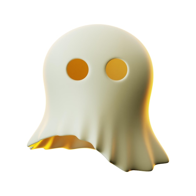 Premium Hallowen White Ghost Icon 3D-Rendering auf isoliertem Hintergrund