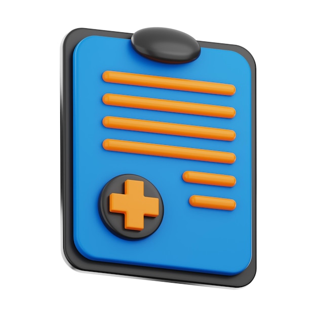 Premium hospital paciente documento icono 3d renderizado sobre fondo aislado