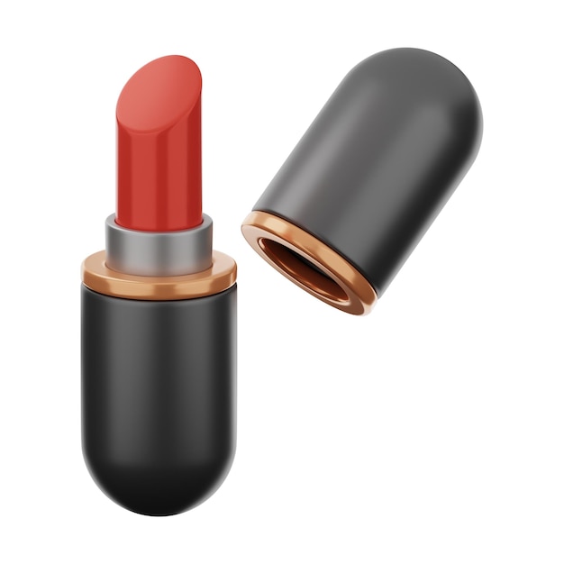 Premium-Kosmetik- und Beauty-Lippenstift-Symbol 3D-Rendering auf isoliertem Hintergrund