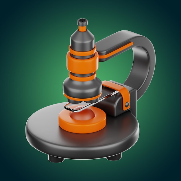 Premium-Labormikroskop-Symbol 3D-Rendering auf isoliertem Hintergrund