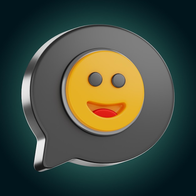 Premium media sonrisa emoji globo icono 3d renderizado sobre fondo aislado