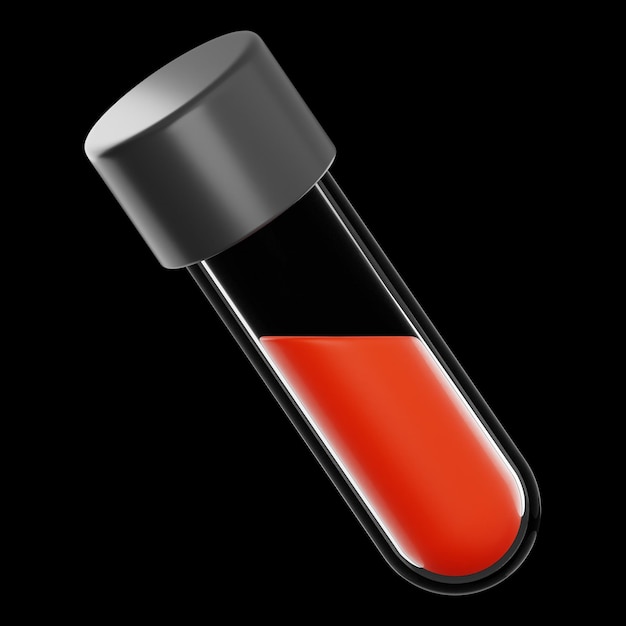 Premium-medizinisches Blutröhrchen-Symbol 3D-Rendering auf isoliertem Hintergrund