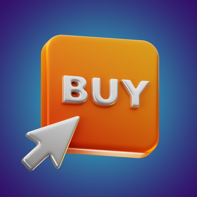 Premium Online Shopping ícone de botão de compra renderização 3d em fundo isolado