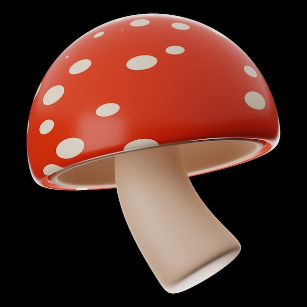 Premium-Pilz-Essen-Symbol 3D-Rendering auf isoliertem Hintergrund