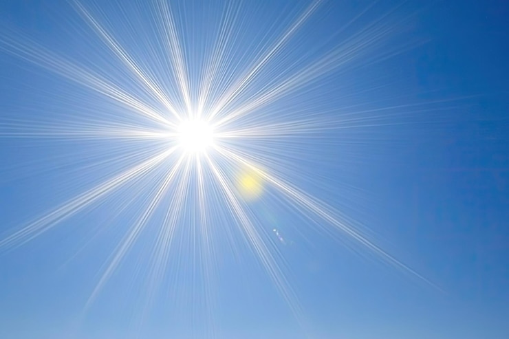 Foto premium-qualität bild von blauer hintergrund himmel und sonne high detail 8k