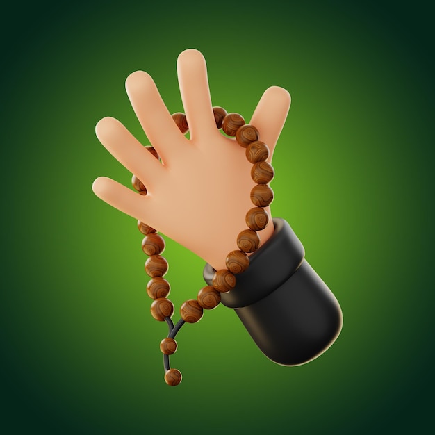 Premium-Ramadan-Handsymbol 3D-Rendering auf isoliertem Hintergrund