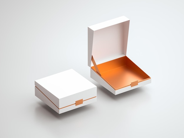 Premium-Set White Box Mockup 3D-Rendering-Illustration