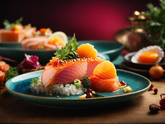 Premium-Sushi kulinarisches Meisterwerk, das das traditionelle japanische Gericht auf neue Höhen erhebt.
