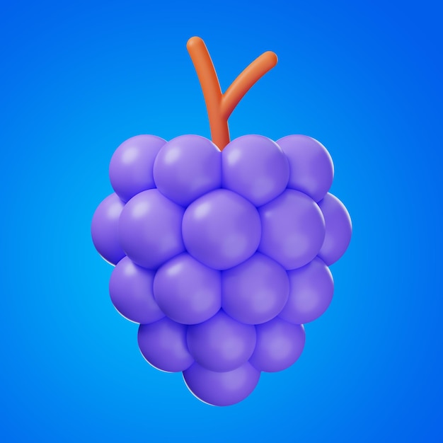 Premium-Trauben-Essen-Symbol 3D-Rendering auf isoliertem Hintergrund
