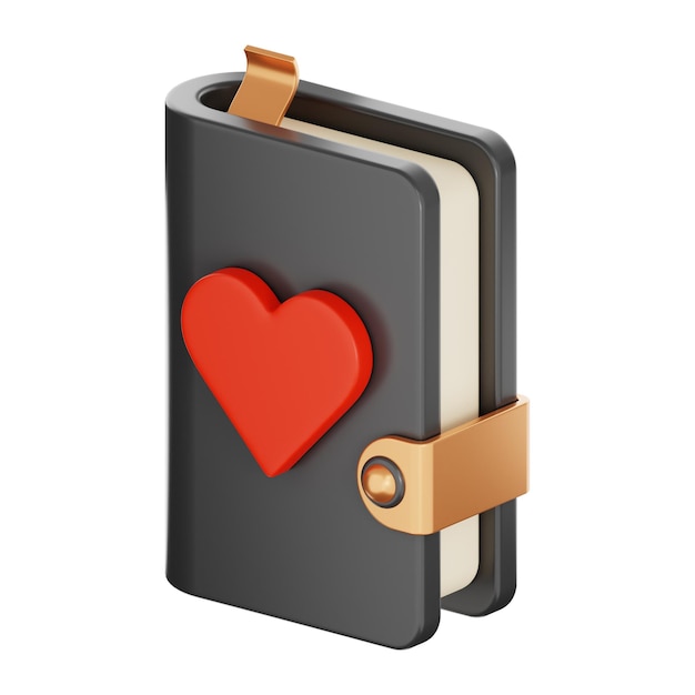 Premium Valentine's Day libro icono 3d renderizado sobre fondo aislado