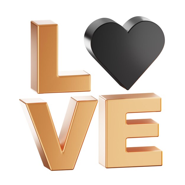 Premium-Valentinstag-Liebestextsymbol 3D-Rendering auf isoliertem Hintergrund