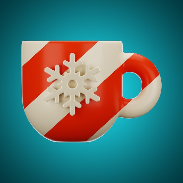 Premium Weihnachten Winter Kaffeetasse Symbol 3D-Rendering auf isoliertem Hintergrund