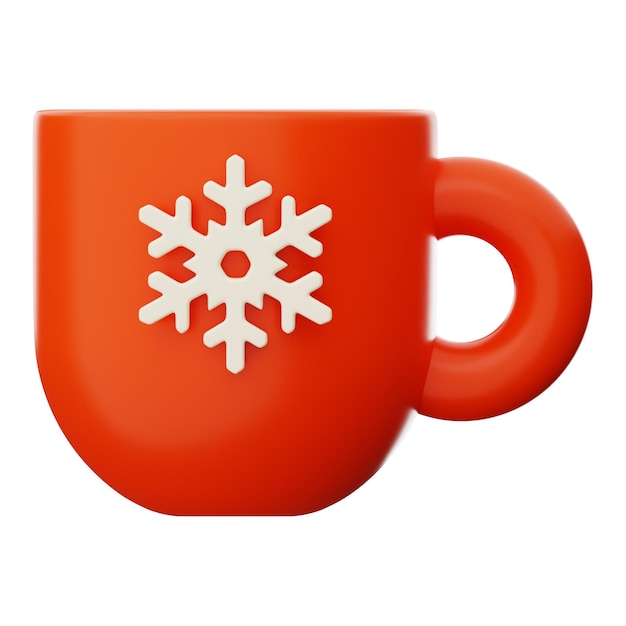 Premium Winter Weihnachten Kaffeetasse Symbol 3D-Rendering auf isoliertem Hintergrund