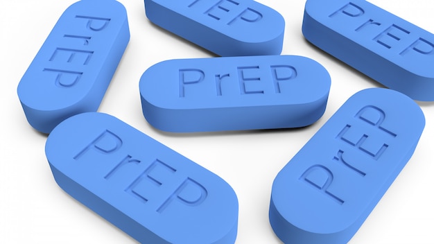 PrEP é um comprimido de prevenção de HIV para médicos, renderização em 3d.