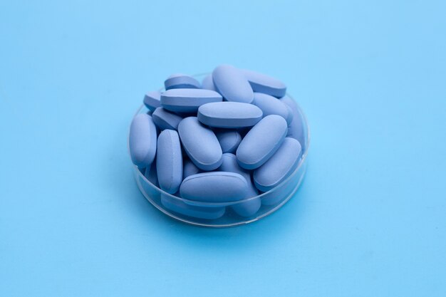 PrEP (profilaxis previa a la exposición) píldoras azules que se usan para prevenir el VIH