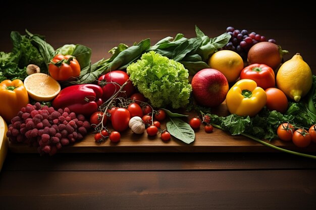 Foto preparação de legumes orgânicos frescos numa mesa de madeira rústica espaço de cópia de conceito de alimentos saudáveis