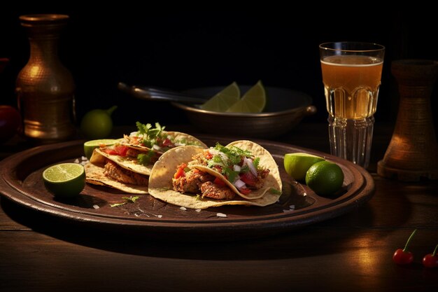 Preparação de tacos mexicanos com carne e legumes