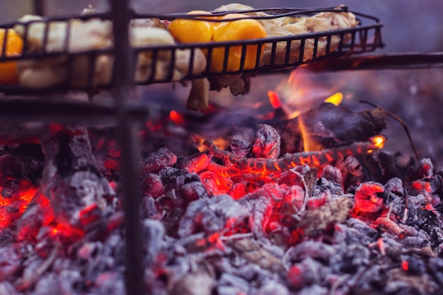 Preparación de carne y vegetaciones.