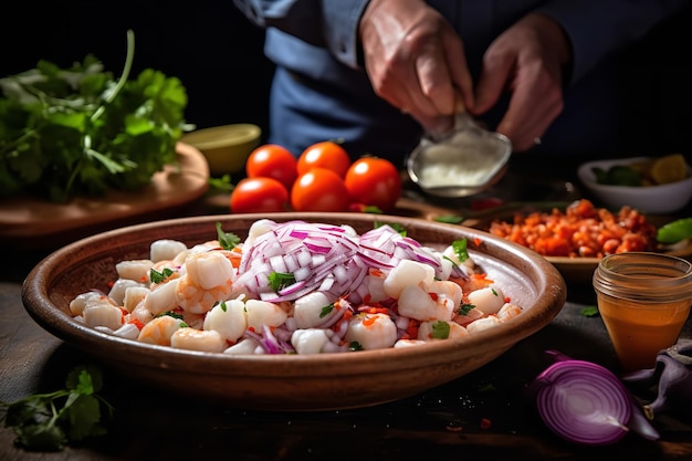 Preparación de Ceviche con Mariscos Frescos