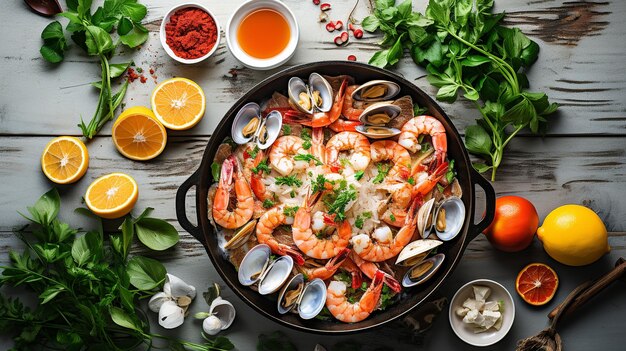 Preparación para la cocción de mariscos y cítricos