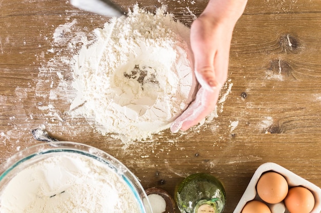 Preparación de masa para pasta casera.