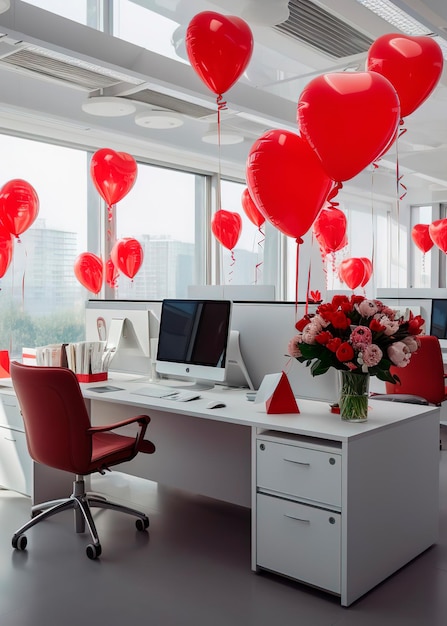 preparando la oficina para el Día de San Valentín una sorpresa para los empleados el 14 de febrero Día de San Valentine i