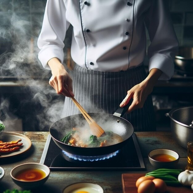 preparar comida numa cozinha