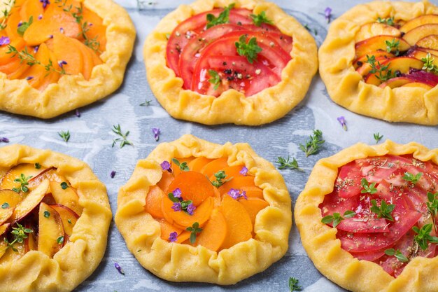 Preparar tarta de galette de frutas y verduras para cocinar tarta de verano de temporada