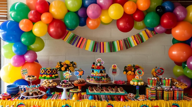 Foto preparou mesa de aniversário com doces para a festa das crianças