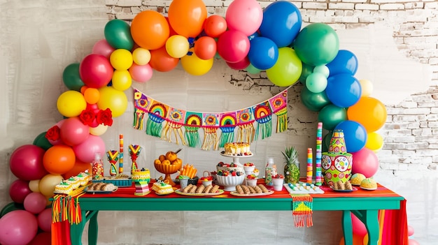 Preparou mesa de aniversário com doces para a festa das crianças