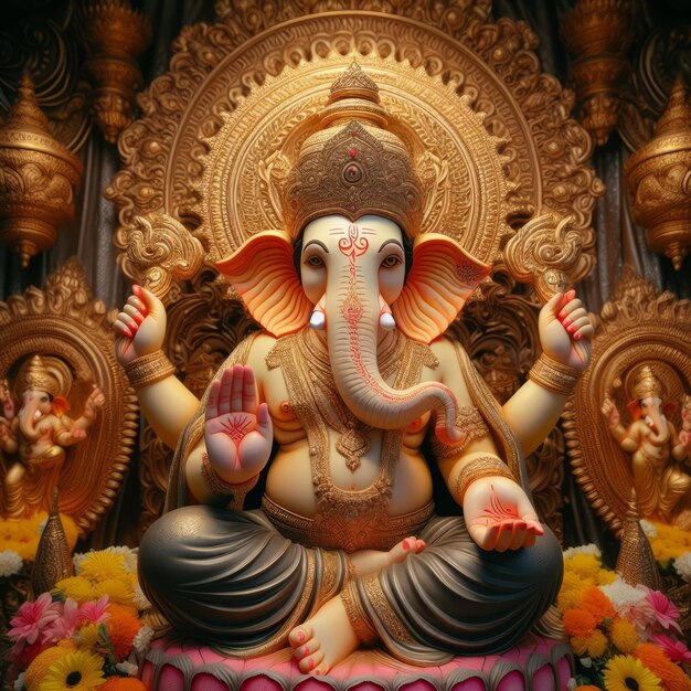 Foto la presencia divina del señor ganesh en el ganesh chaturthi