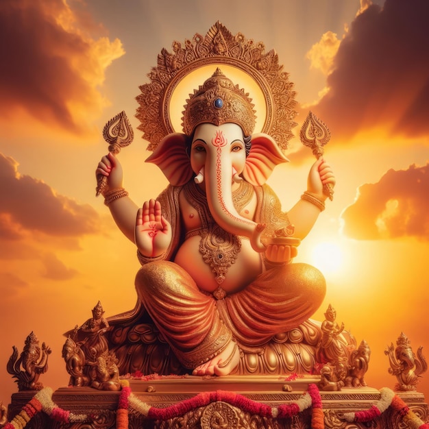 Foto la presencia divina del señor ganesh en el ganesh chaturthi