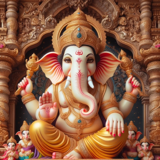 Foto la presencia divina del señor ganesh en el ganesh chaturthi