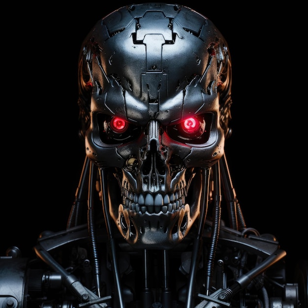 La presencia misteriosa Una cara de Terminator emerge de la oscuridad