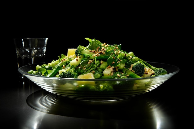 Foto se presenta la ensalada de brócoli verde china