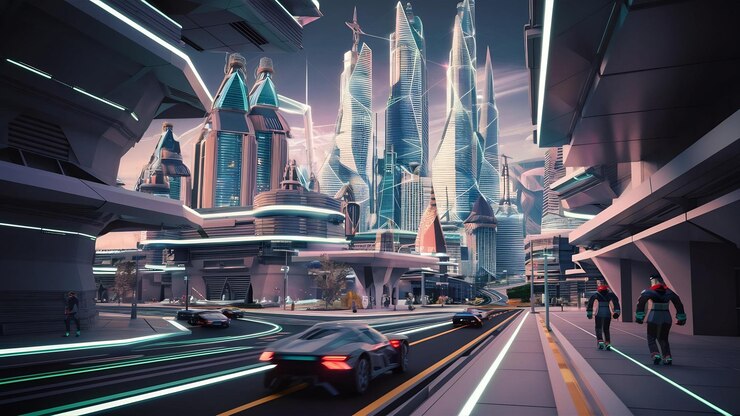 Foto presentación en 3d de vistas de ciudades de baja poli conceptos de tecnología urbana