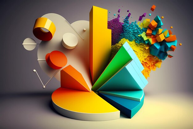 Presentación abstracta de gráfico circular en d geométrico para representar el éxito financiero empresarial