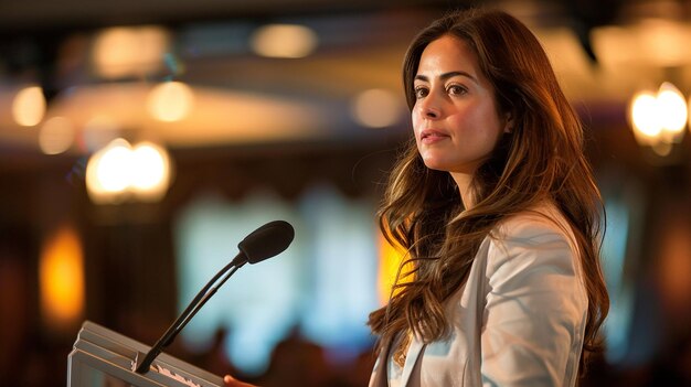 Foto presentación de la conferencia de la mujer de negocios