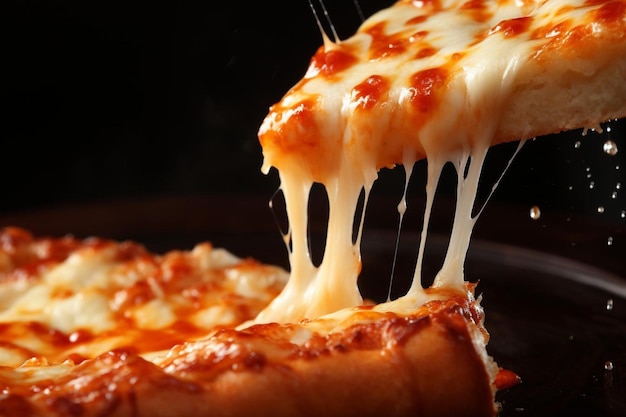 Presentación de una deliciosa foto de pizza con queso