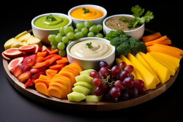 Una presentación elegante de frutas y verduras