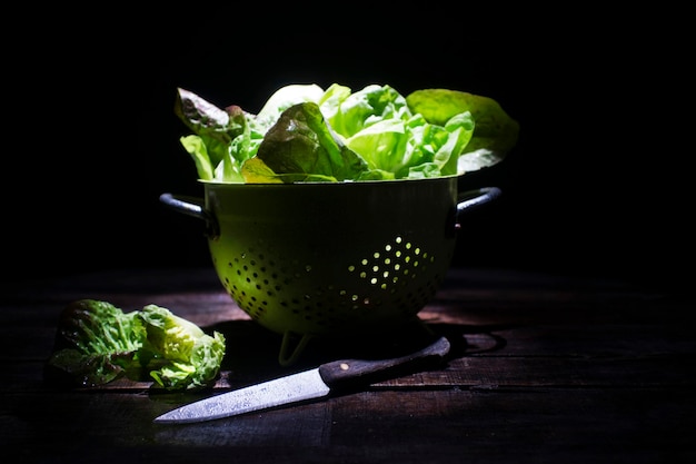 Foto presentación de ensalada verde