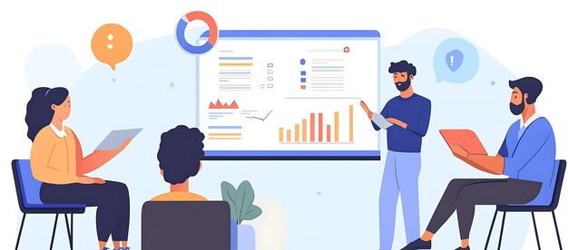 Una presentación de negocios con un gráfico de barras y un gráfico lineal