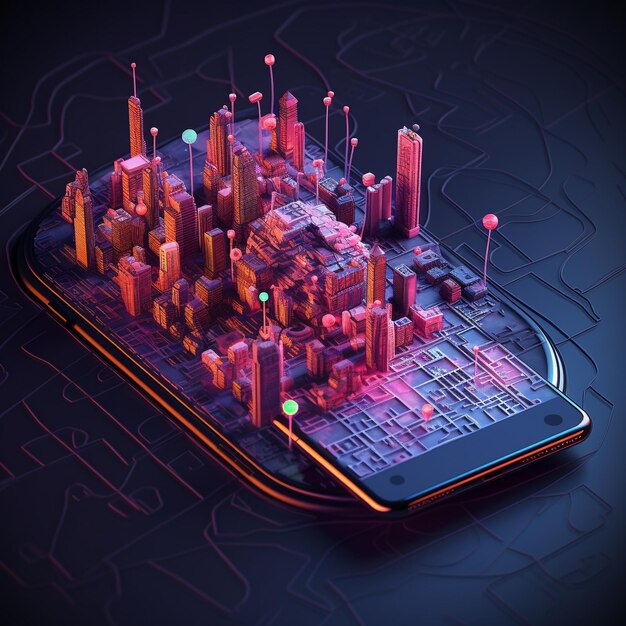 Foto se presentan ilustraciones 3d y tecnologías inteligentes de paisajes urbanos futuristas