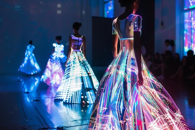 Presentar una selección curada de vestidos futuristas generativos ai